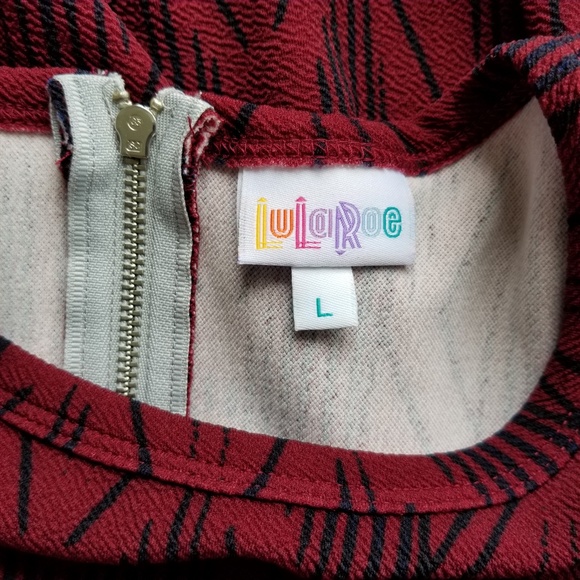 NWT Lularoe Alexa Dress Burgundy SIZE LARGE - Picture 2 of 4